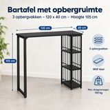 Afmetingen en productspecificaties van bartafel met opbergruimte