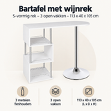 Overzicht van bartafel met wijnrek met de belangrijkste productvoordelen