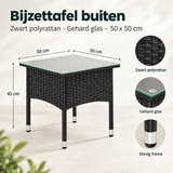 Afmetingen en productspecificaties van bijzettafel buiten