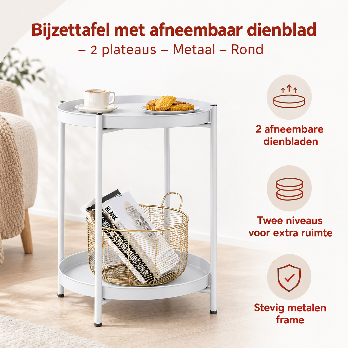 Belangrijkste voordelen en eigenschappen van bijzettafel met afneembaar dienblad