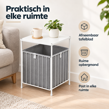 Praktische toepassing en keuzehulp voor bijzettafel met mand