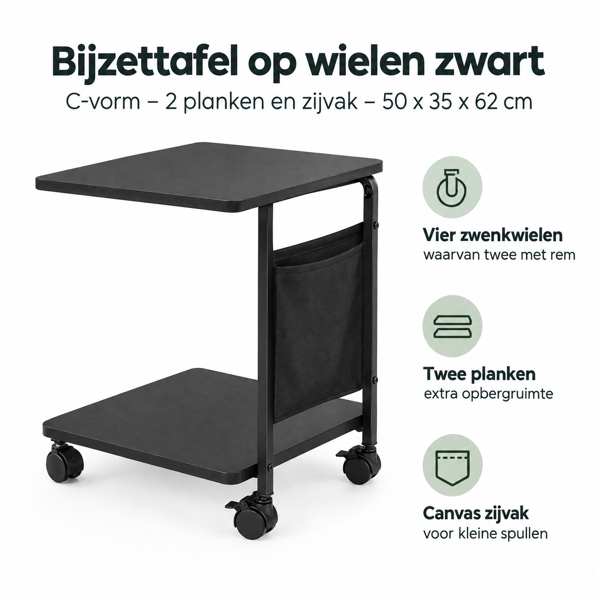 Belangrijkste voordelen en eigenschappen van bijzettafel op wielen zwart