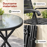 Detail van materiaal en afwerking van bistroset