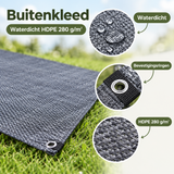 Detail van materiaal en afwerking van buitenkleed