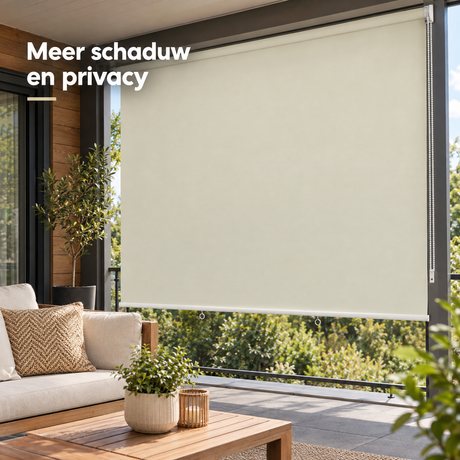 buitenrolgordijn in gebruik in een passende praktijksituatie