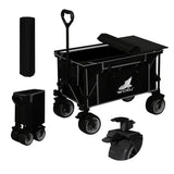 BukkitBow 2-in-1 opvouwbare bolderkar met tafelblad, gecoat stalen frame, Oxford-doek en all-terrain wielen voor veelzijdig gebruik.