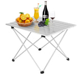 BukkitBow aluminium campingtafel, opvouwbaar met antislip pootjes en draagtas, compact formaat voor kamperen en outdoor gebruik.