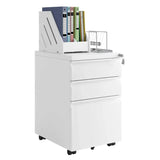 BukkitBow archiefkast met slot, 3 lades, draaibare wielen en vergrendelingsmechanisme, afmetingen 48x39x62 cm, zwart.