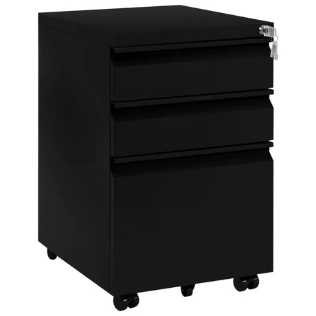 BukkitBow archiefkast met 3 lades, slot, vergrendelingsmechanisme en draaibare zwenkwielen, afmetingen 48x39x62cm.