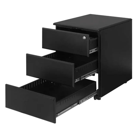 BukkitBow archiefkast met slot, 3 lades, draaibare zwenkwielen en vergrendelingsmechanisme, afmetingen 52.4x39x54cm.