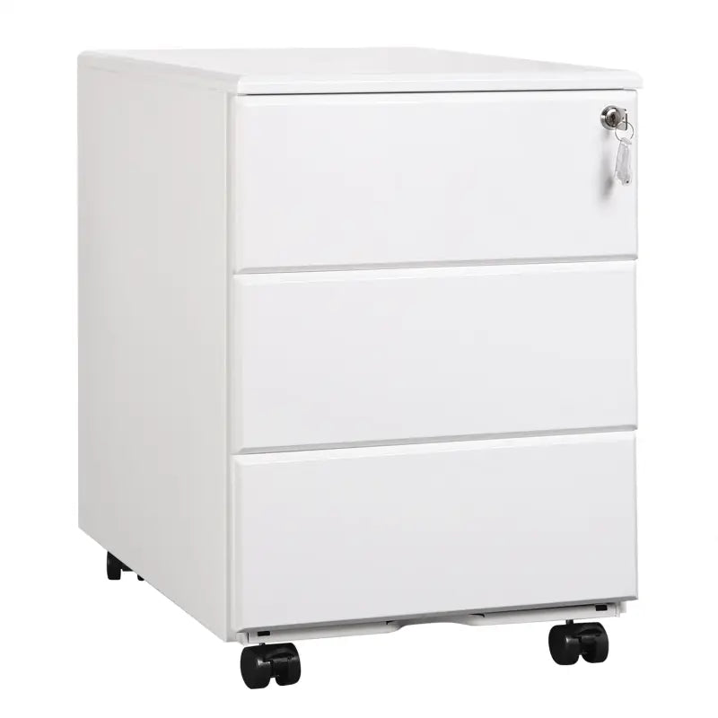 BukkitBow archiefkast met slot, 3 laden, vergrendelingsmechanisme en draaibare zwenkwielen, afmetingen 52.4x39x54 cm