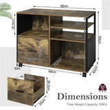 BukkitBow archiefkast met industrieel zwart metalen frame en vintage bruine houten oppervlakken, op wieltjes voor kantooropslag