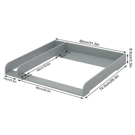 BukkitBow baby verschoontafel los opzetstuk voor commode, grijs of wit, 80x74,5x8,5 cm, geschikt voor babyverzorging.