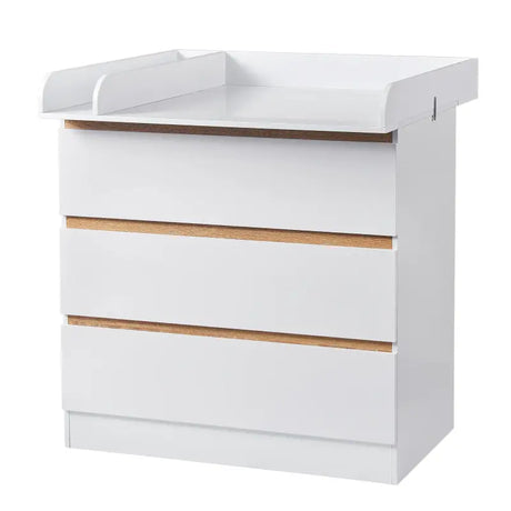 BukkitBow baby verschoontafel met 3 laden, MDF dressoir, veilige en gemakkelijke babyverzorging, afmetingen 80x48x78cm