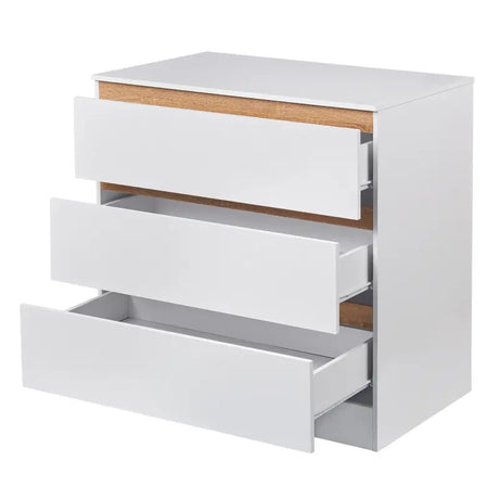 BukkitBow baby verschoontafel met 3 laden, MDF dressoir, veilige en gemakkelijke babyverzorging, afmetingen 80x48x78 cm