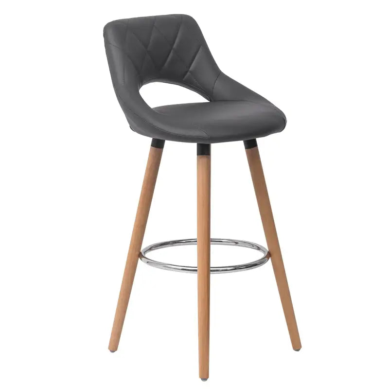 BukkitBow barkruk met linnen/stof of synthetisch leer, massief houten onderstel, ergonomisch en duurzaam, zithoogte 70cm