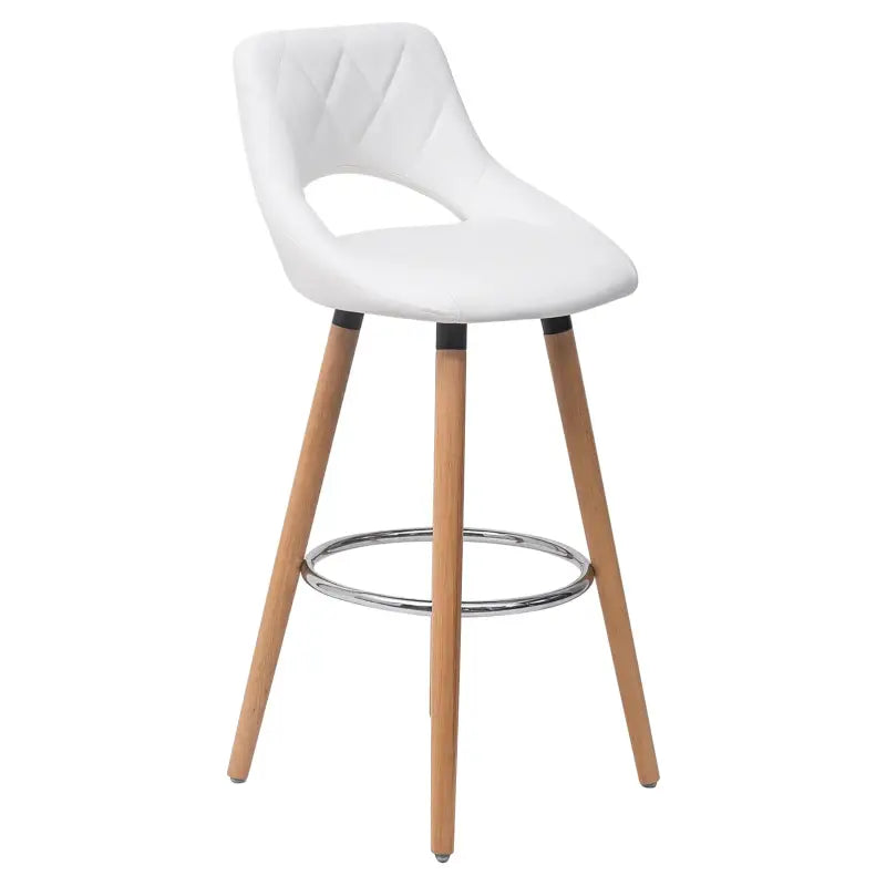 BukkitBow barkruk met linnen/stof of synthetisch leer en massief houten onderstel, ergonomisch en duurzaam, zithoogte 70 cm