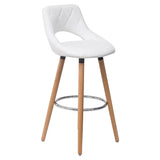 BukkitBow barkruk met linnen/stof of synthetisch leer en massief houten onderstel, ergonomisch en duurzaam, zithoogte 70 cm