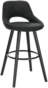 BukkitBow barkruk met linnen/stof of synthetisch leer, massief houten onderstel, ergonomisch en duurzaam, zithoogte 70cm