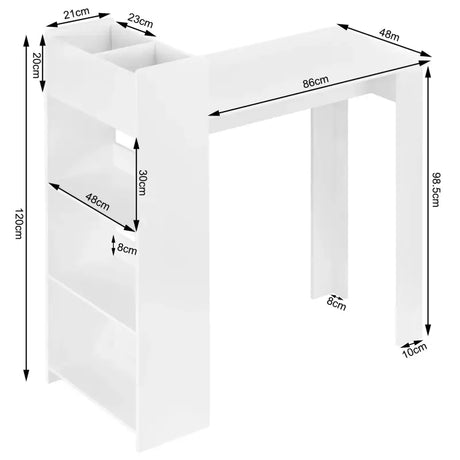 Stevige BukkitBow bartafel met opbergladen, planken en bakken, multifunctioneel voor thuis of horeca, zwart design