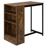 BukkitBow bartafel met planken en kast, opbergruimte voor glazen, afmetingen 91x49x91cm, modern design in zwart en houtlook.