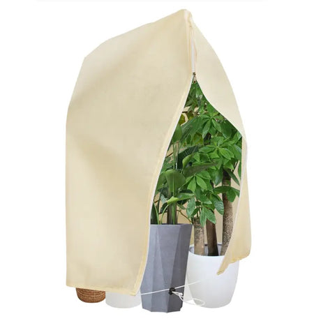 BukkitBow beschermingshoes voor planten en tuinplanten, crème/wit, extra stevig materiaal voor winterbescherming.