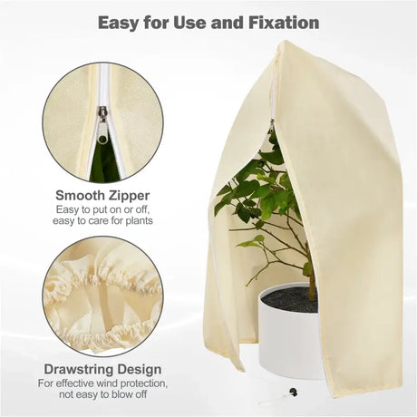 BukkitBow beschermingshoes voor planten en tuinplanten, crème/wit, extra stevig materiaal voor winterbescherming, geschikt voor wintergewas