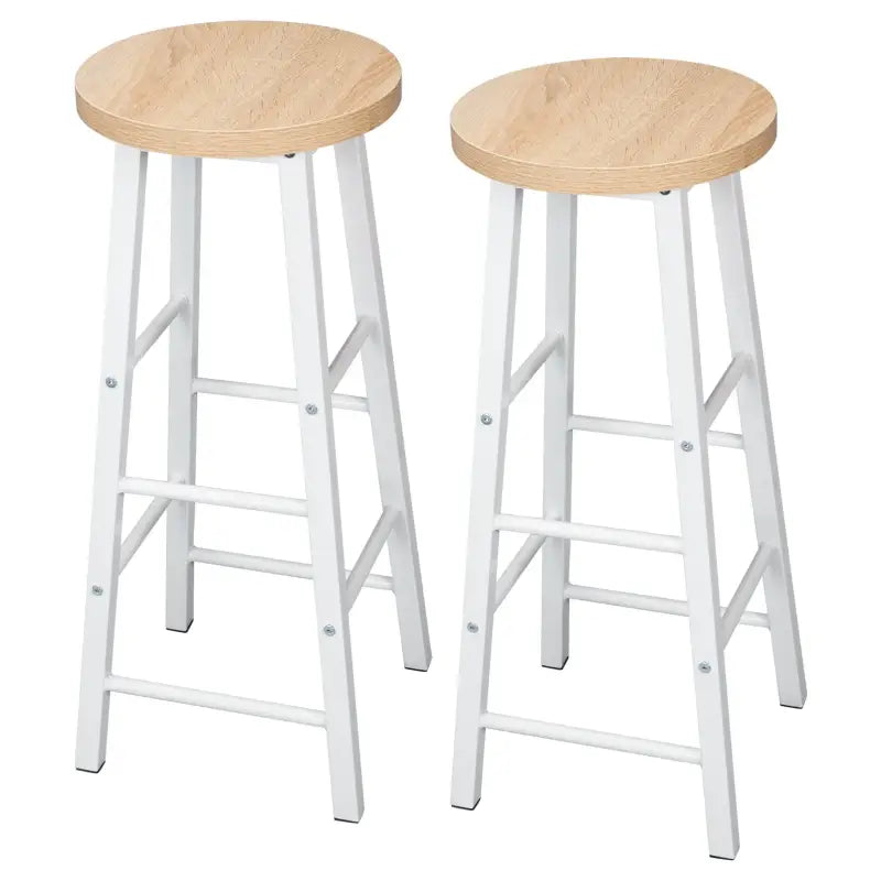 Set van 2 BukkitBow bistro barkrukken met metalen frame, ergonomisch ontwerp en voetsteunen, zithoogte 71 cm.