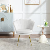Velvet bloemvormige fauteuil met zwarte metalen poten van BukkitBow, elegante en comfortabele zitplek in modern design.
