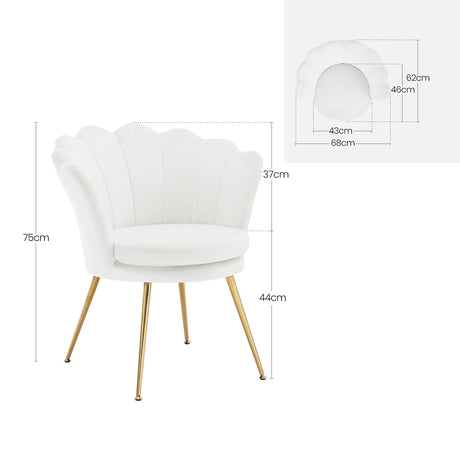 Velvet bloemvormige fauteuil van BukkitBow met zwarte metalen poten, comfortabele en stijlvolle zitplaats.