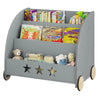 Kinder boekenkast van BukkitBow, lage kast met wielen en staande vakken, 57 cm hoog, geschikt voor kinderen.