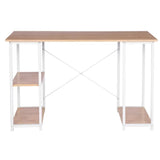 BukkitBow bureau van licht eikenhout met stalen structuur, 3 opbergvakken en een draagvermogen van 50 kg, modern en functioneel.