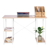 BukkitBow bureau van licht eikenhout met stalen frame en 3 opbergvakken, draagvermogen tot 50 kg, modern en functioneel ontwerp.