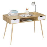 BukkitBow bureau met 2 laden en open compartiment, stevig eikenhouten materiaal, afmetingen 120x58cm, modern en functioneel design