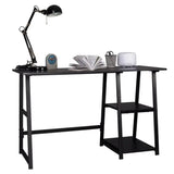 BukkitBow bureau met 2 opbergplanken, spaanplaat tafelblad en metalen frame, 120x50cm werkstation voor thuis of kantoor