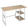 BukkitBow bureau met 2 planken, spaanplaat tafelblad en metalen frame, 120x50cm werkstation voor thuis of kantoor.