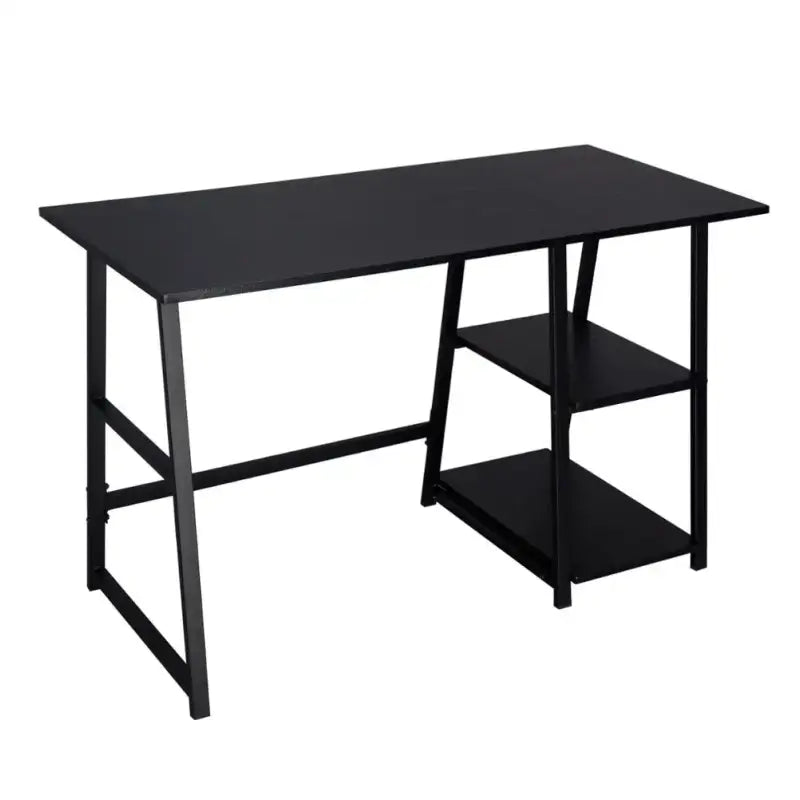 BukkitBow bureau met 2 opbergplanken, spaanplaat tafelblad en metalen frame, 120x50cm werkstation voor thuis of kantoor