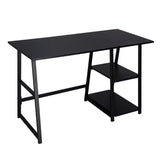 BukkitBow bureau met 2 opbergplanken, spaanplaat tafelblad en metalen frame, 120x50cm werkstation voor thuis of kantoor