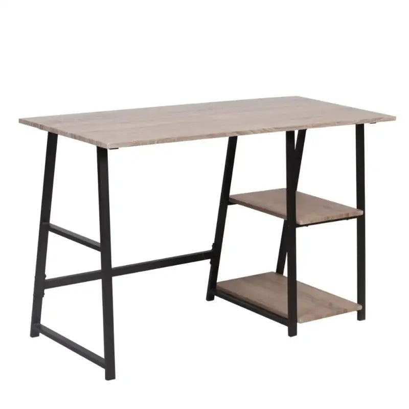 BukkitBow bureau met 2 opbergruimtes, spaanplaat tafelblad en metalen frame, werkstation van 120x50cm op de afbeelding