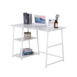 BukkitBow bureau met 2 opbergruimtes, spaanplaat tafelblad en metalen frame, 120x60cm werkstation voor thuis of kantoor