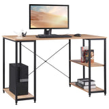 BukkitBow bureau met computerstandaard en opberglade, licht eiken of wit, houten panelen en stalen frame, 120x60cm