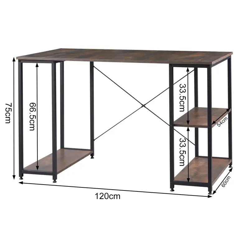 BukkitBow bureau met computerstandaard, opbergvak en 2 planken, licht eiken of wit, stalen structuur, afmetingen 120x60cm