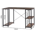 BukkitBow bureau met computerstandaard, opbergvak en 2 planken, licht eiken of wit, stalen structuur, afmetingen 120x60cm