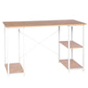BukkitBow bureau met computerstandaard, opbergvak en 2 planken, licht eiken of wit, stalen frame, 120x60cm, houten panelen.