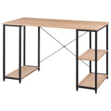 BukkitBow bureau met computerstandaard, opbergvak en 2 planken, licht eiken of wit, stalen structuur, 120x60cm.