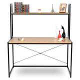 BukkitBow bureau met houten en stalen frame, opbergplank, afmetingen 120x60x140 cm en draagvermogen van 50 kg.