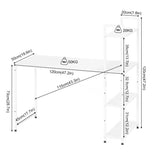 BukkitBow bureau met houten en metalen planken, verstelbare zijplank, 120x50x120 cm, draagvermogen 50 kg, modern kantoormeubel