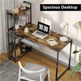 BukkitBow bureau met houten en metalen planken, verstelbare zijplank, afmetingen 120x50x120 cm en 50 kg draagvermogen.
