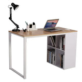 BukkitBow bureau met vakkenkast, spaanplaat tafelblad en metalen frame, 120x60cm werkstation voor thuis of kantoor