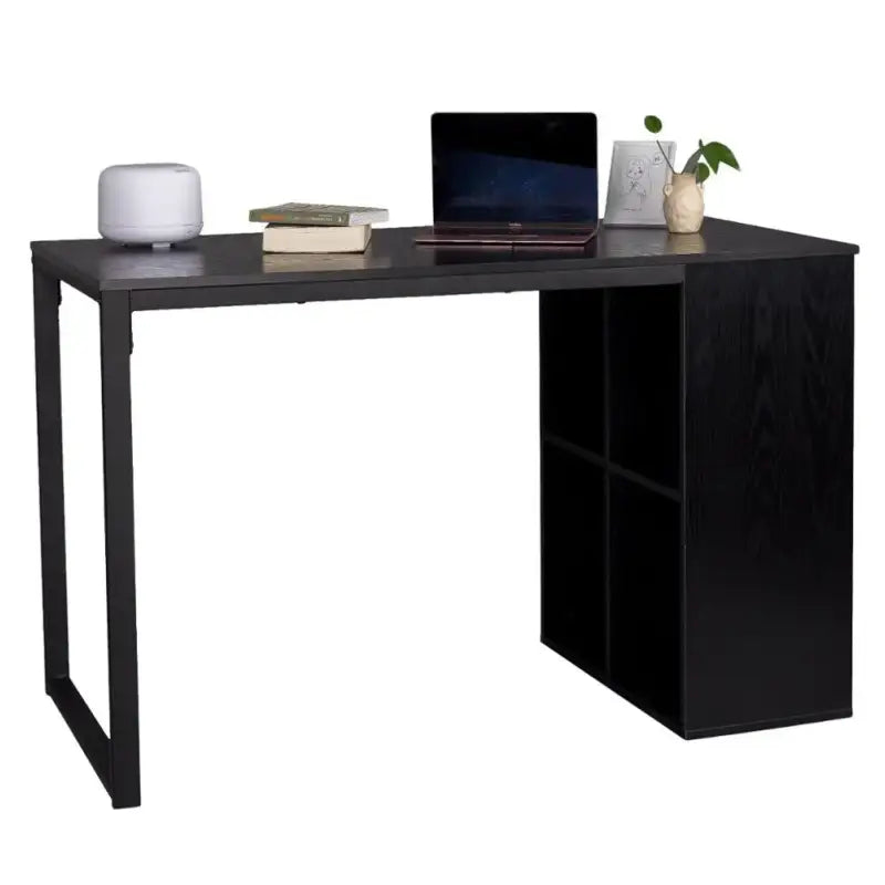 BukkitBow bureau met vakkenkast, spaanplaat tafelblad en metalen frame, 120x60cm, werkstation voor thuis of kantoor